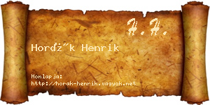 Horák Henrik névjegykártya